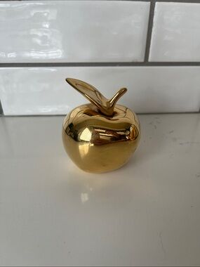 Vintage Hoselton Canada Signed Gold Apple Sculpture Paperweight - Model 1764